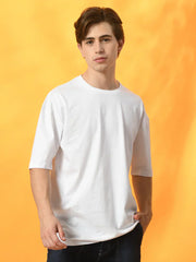 WHITE OVERSIZED DROP SHOULDER T-SHIRT FOR MEN.