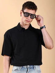 BLACK POLO T-SHIRT.