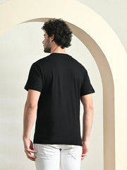 COTTON CREW NECK REGULAR FIT BLACK T-SHIRT.