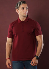 MAROON POLO T-SHIRT.