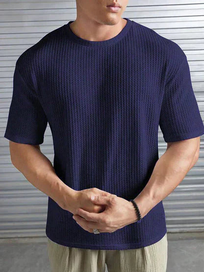 Waffle round neck oversized t-shirt.